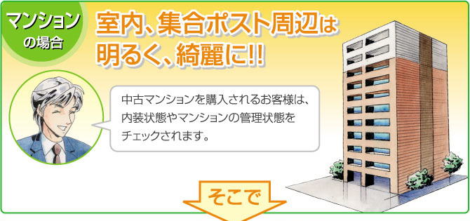 室内、集合ポスト周辺は明るく綺麗に